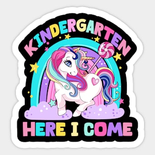 Kindergarten Here I Come Unicorn Sticker